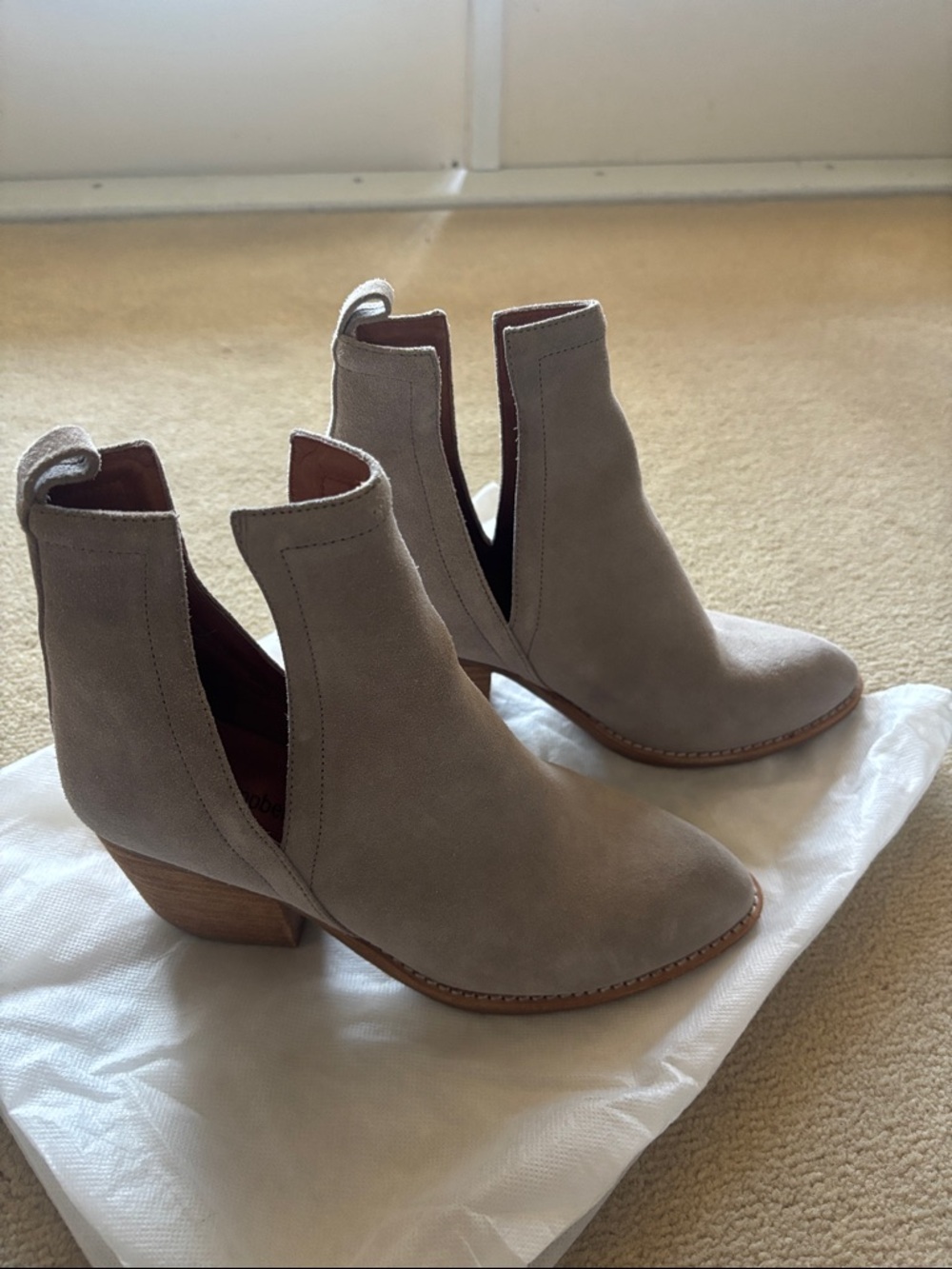 Jeffrey Campbell Taupe Suede Cutout Ankle Booties 7.5